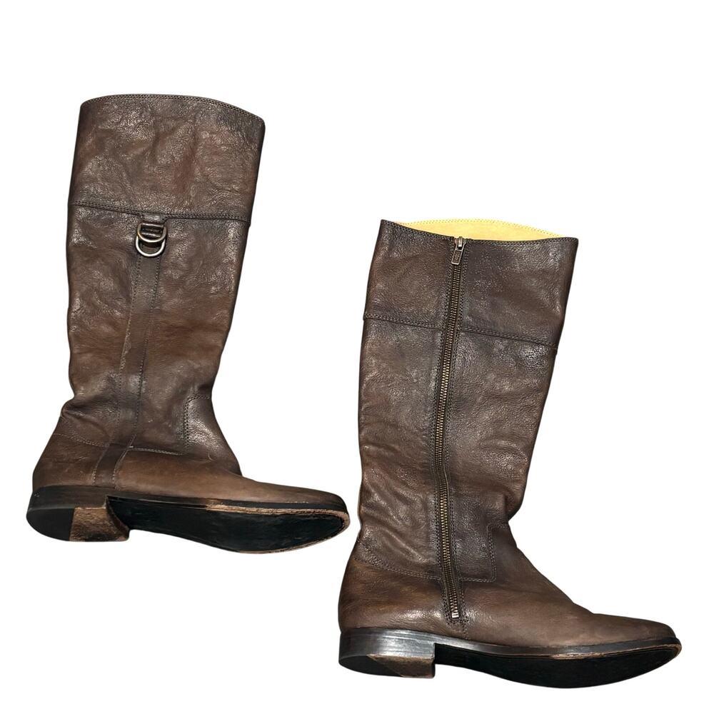 Frye Anna D Ring Brown Leather Knee High Boots - size 9.5M